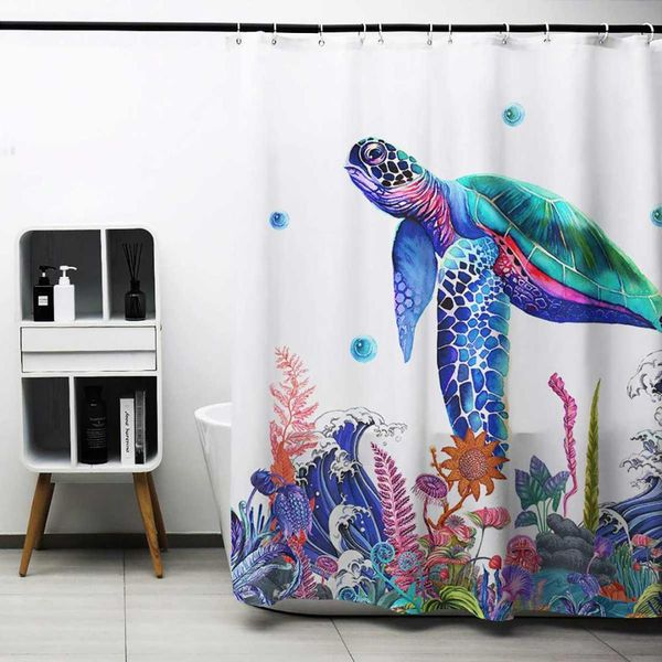 

colorful turtles printed pattern shower curtain pedestal rug lid toilet cover mat bath mat set bathroom curtains with 12 hooks