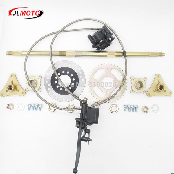 

610mm m8*3 wheel hub rear axle assy with 428# 37t sprocket 160mm disc brake fit for 50cc 49cc electric atv quad buggy bike parts