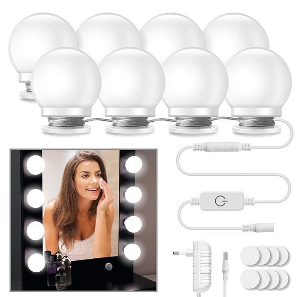 Make-up-Spiegel-Waschtisch-LED-Glühbirnen-Set, 10 LED-Lampen, Kosmetik-Make-up-Spiegel, Glühbirne, verstellbare Helligkeit, Schönheitsspiegel