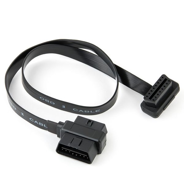 

new obdii 16pin 90 degree angle male to female diagnostic extender connector cable splitter flat thin as noodle 60cm obd2 tool