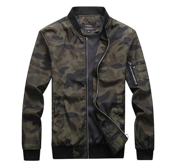 

designer jackets fashion slim mulit pockets zipper panelled mens coats casual plus size males clothing camouflage print mens, Black;brown
