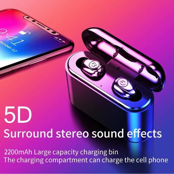 

x8 true bluetooth earphones 5d stereo wireless earbuds mini tws waterproof head with charging box 2200mah power bank ow