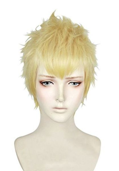 

game p5 persona 5 ryuji sakamoto short milk blonde layered cosplay hair wig, Black