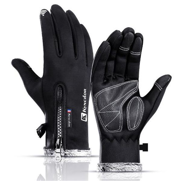 

sports gloves kyncilor a0018 full finger polar fleece cycling hiking touchscreen golves, Black