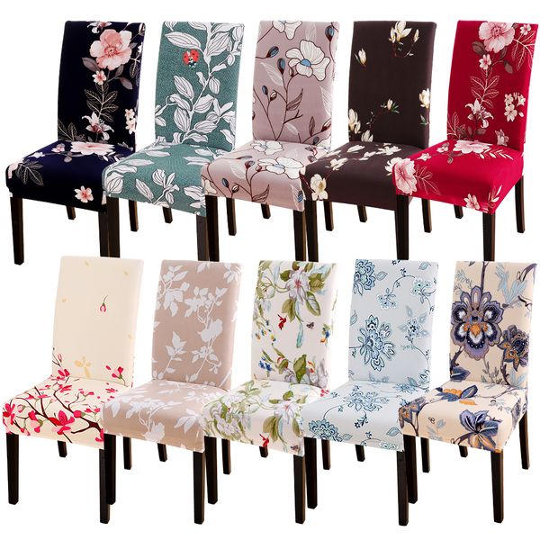 

2019 printed flower universal chair cover removable elastic seat chair covers for wedding banquet l dining living room new