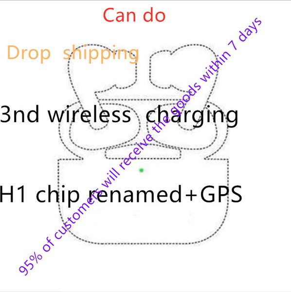 

wireless charging bluetooth headphones auto paring 3nd gen earphones pk pods pro w1 h1 chip ap3 i12 i7 i500 i200 headset drop shipping