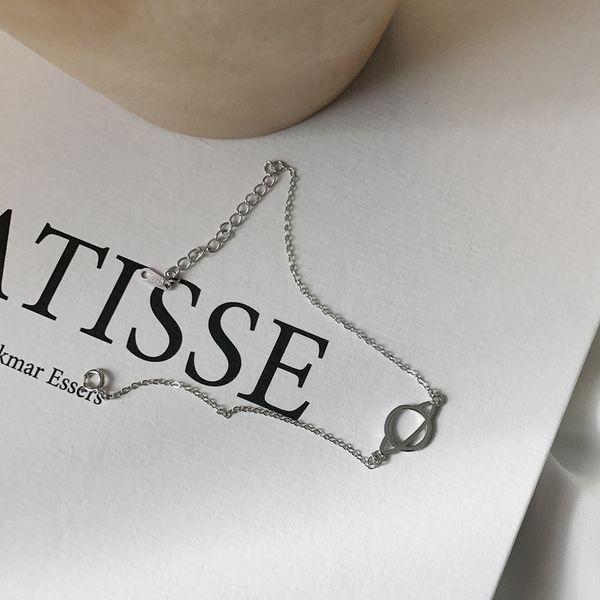 

new saturn bracelet 100% 925 sterling silver jewelry hollow planet bracelet korean pendant fashion lady luxury gift, Black