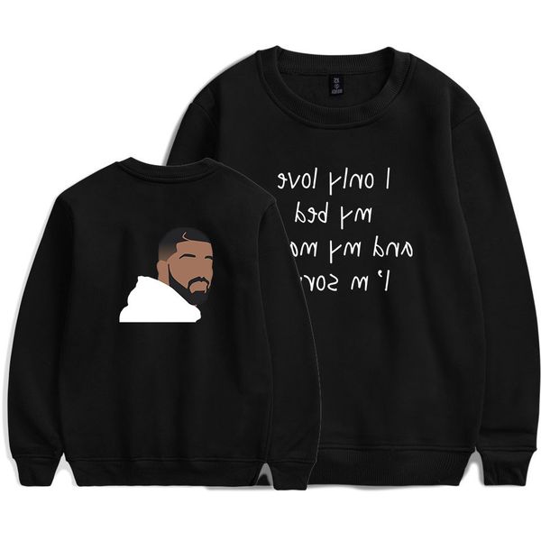 

rap shirt 2019 singer drake trend round collar sweater t shirts, Black