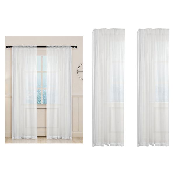 

2pcs voile sheers rod window curtain panel fly screen 39x79inch