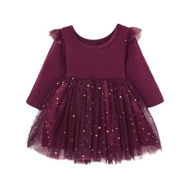 

long sleeve toddler girl dress cotton sequined children dress kids dresses for girls, Red;yellow