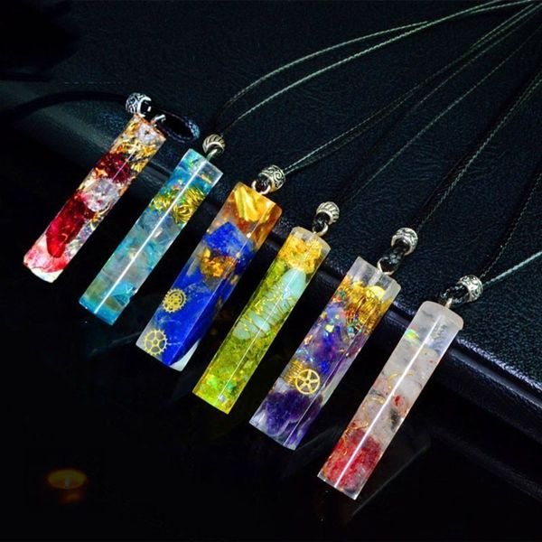 

aura reiki orgonite energy pendant transfer natural crystal sweater chain men and women necklace bring lucky healing wicca, Silver
