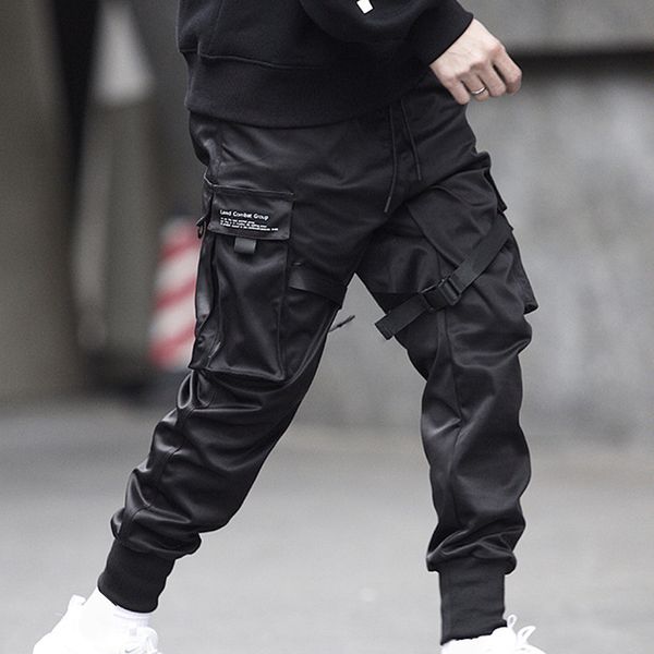 

plus size 3x men black jogger trousers autumn 2019 mens big pockets ankel cargo pants male loose streetwear overalls sweatpants