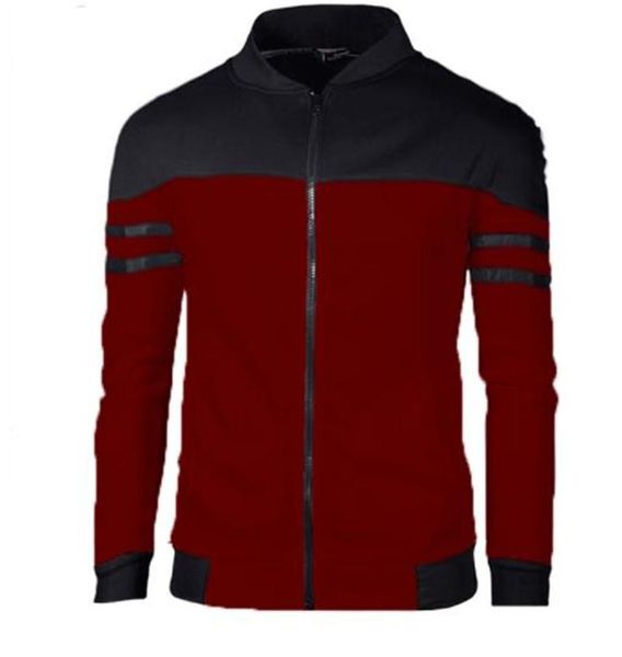 

luxury men outerwear stripe print coat plus size autumn zipper vertical collar pure cotton contrast color jacket male apparel, Black