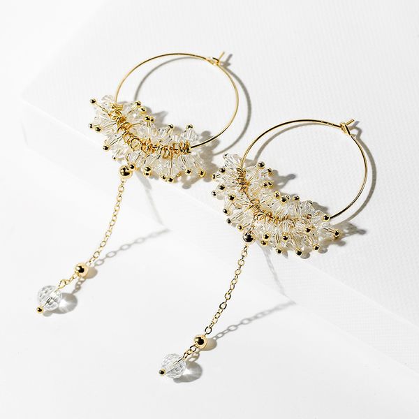 

geometric tassels long-style earrings korean version of simple personality fashion chic earrings, Golden;silver