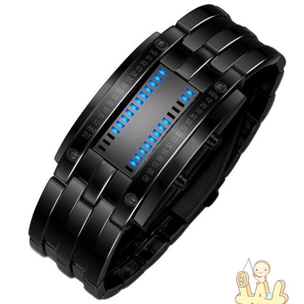 

men watches fashion creative sport watch men stainless steel strap led display watches waterproof digital watch reloj hombre new, Slivery;brown