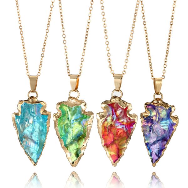 

natural stone water drops necklaces 7 colors triangle pendant necklace fashion jewelry women accessories support fba drop shipping m77f, Silver