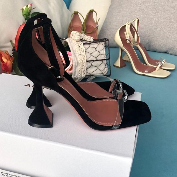

Perfect official quality amina andal 105mm high heel woman new real e fa hion muaddi genuine leather cry tal embelli hed hoe