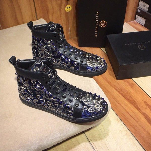 

rivet boots joint cooperation models paris socks shoes couple casual high-sneakers men and women thick bottom shoes 001, Black