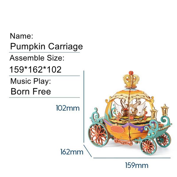 

robotime 2020 new arrival diy pumpkin cart 3d puzzle game assembly moveable music box toy gift for children am41 mx200414
