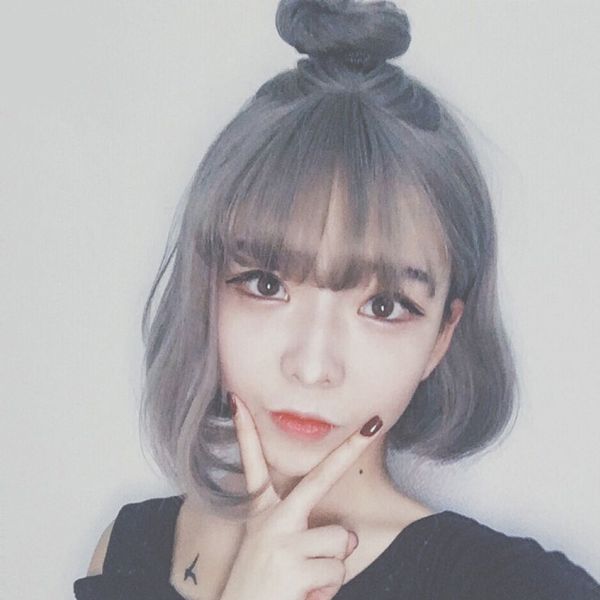 

глава парик леди бобо воздуха челка цвет поддельный headgear, Black