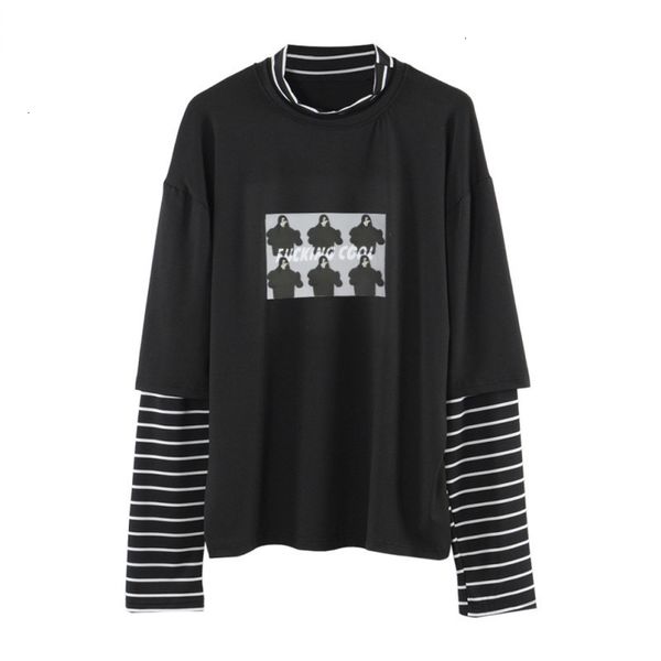 

women designer tshirts womens designer spring autumn women t shirt letter print stripe patchwork loose long sleeve t shirt tee top, White