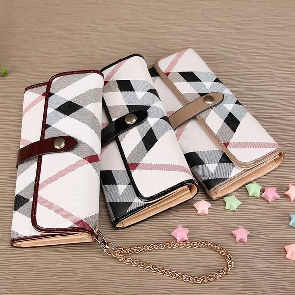 

belt buckles 3 fold womens purses plaid card wallet wholesale new long ladies purse designer wallets famous brand women wallet ladys bags, Red;black