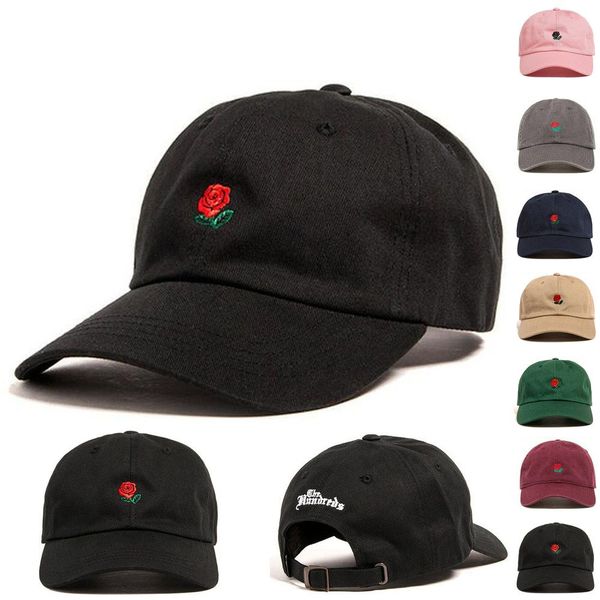 

Flower Embroidered Couples Baseball Cap Lovely Adjustable Rose Flower Ball Cap Fashion Casual Beach Sun Visor Hat TTA679