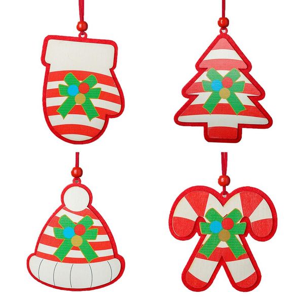 

new year natural wood christmas tree ornament wooden hanging pendants gifts snow elk christmas decora adornos de navidad
