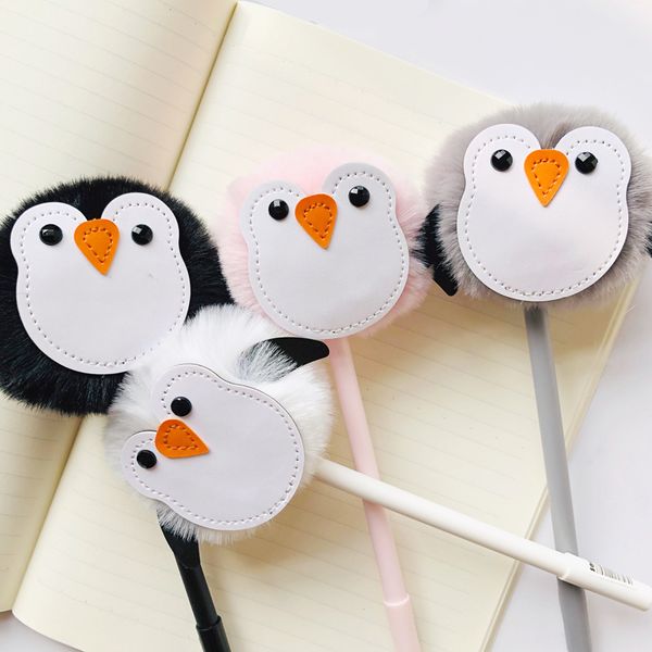 

1x kawaii penguin plush gel pen school office supply student stationery blue ink 0.5mm