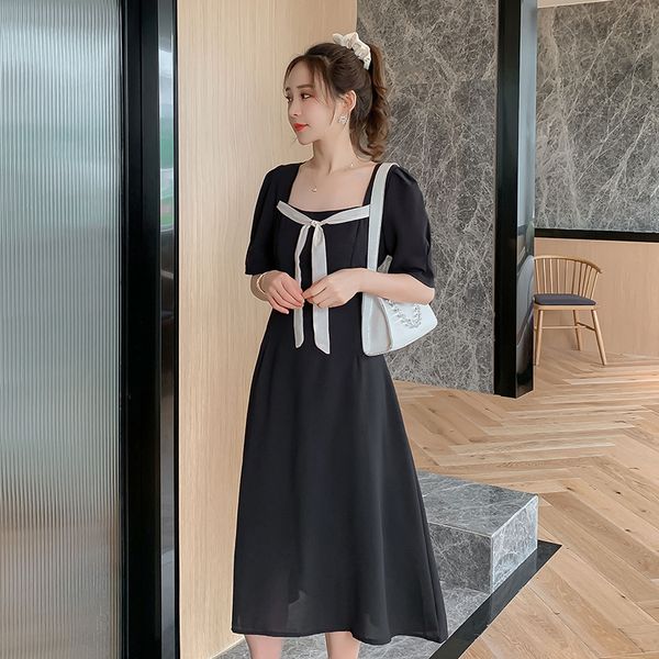 

summer fashion maternity nursing dress zip breastfeeding clothes short sleeve square collar postpartum woman lactation dress, White