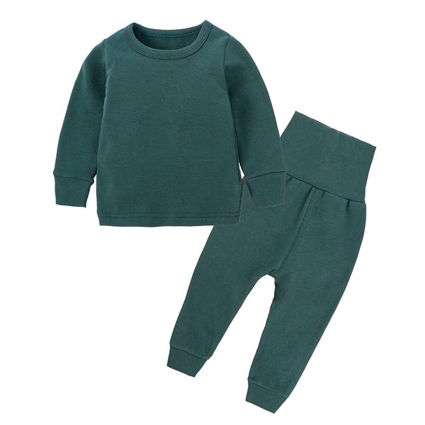 

boy girl pajamas children new pijamas solid boy clothes kids cotton blend pajamas children sleepwear baby pajamas sets, Blue;red