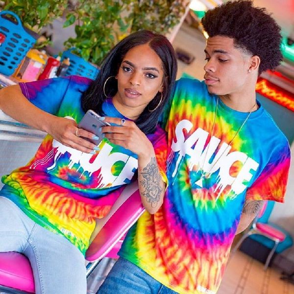 

a8028 2020 european and american summer explosion models printed couple casual striped t-shirt, White