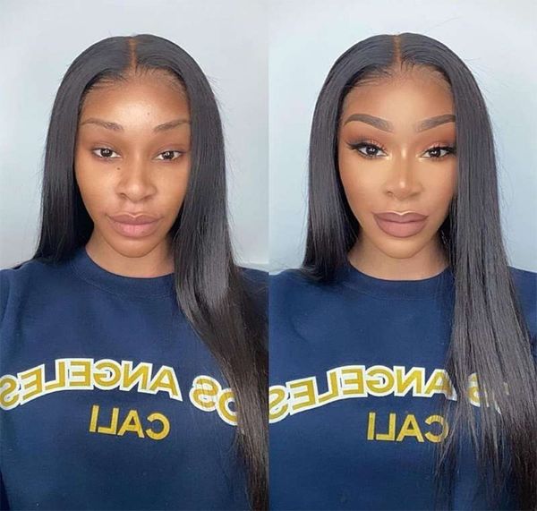 

straight lace front wigs for women 150% density 360 lace frontal wig preplucked and bleached remy indian human hair wigs, Black