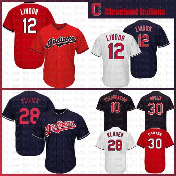 

New cleveland 12 franci co lindor indian ba eball jer ey 30 joe carter 24 28 corey kluber 10 edwin encarnacion jer ey