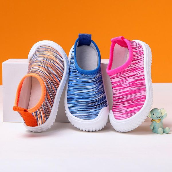 

2020 new summer kids shoes breathable boys girls sport shoes toddler infant kids baby slip-on striped sneakers#w40, Black;red