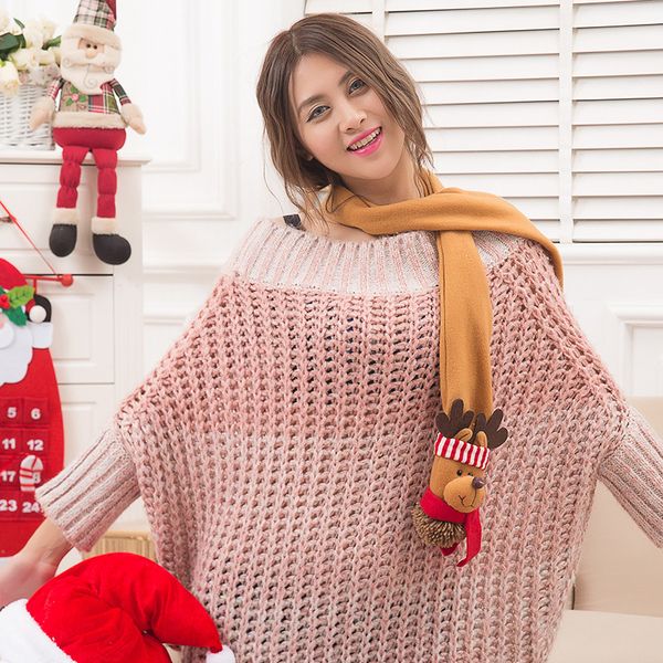 

new design women red long scarf christmas santa claus shawl lady necklace scarves wraps female shawl sale