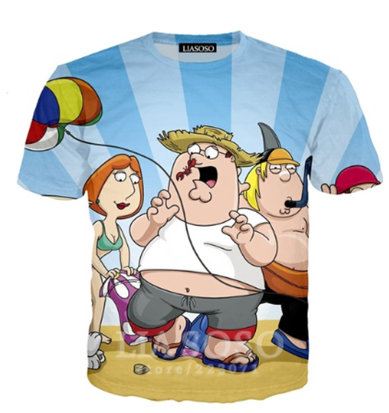 

2019 новинка лето мужчины женщины толстовка 3d принт аниме family guy футболка с коротким рукавом хип-хоп harajuku пуловеры топы k1103, White;black