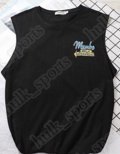 

72 summer sleeveless sports and fitness vests men loose t shirt cotton running vest trend clothing bottom outsidse wear comfortable 50, Black;red