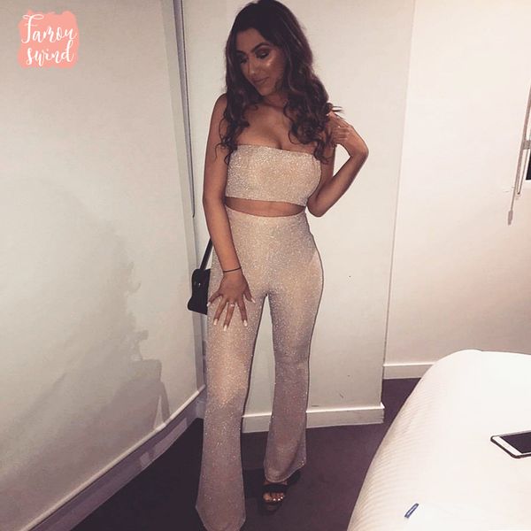 

2019 summer 2 piece set strapless off shoulder solid two piece set women two piece set and women pants, White