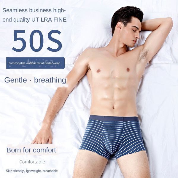 

men's underwear 50 modal boxer under underpants pants antibacterial traceless breathable boxed four corners, Black;white