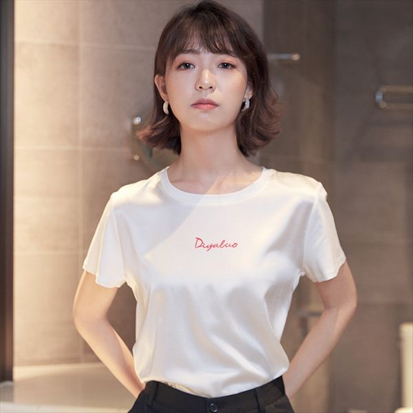 

hangzhou and t- silk t-shirt women's short sleeve loose style printing western style shirt mulberry silk summer 2020, White