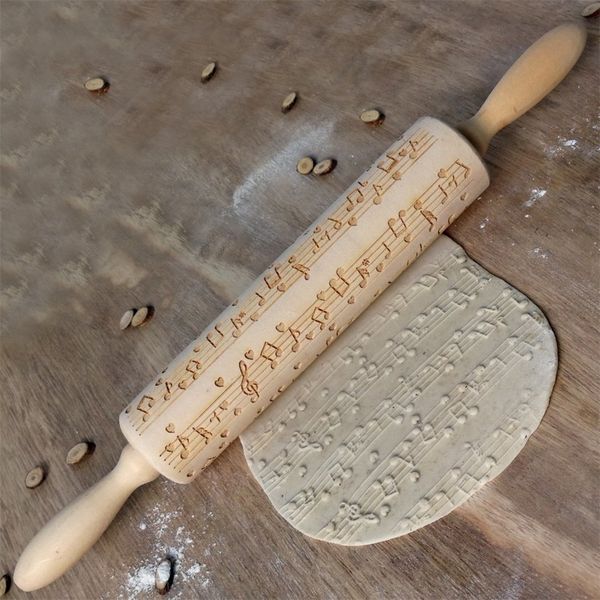 

christmas wooden rolling pins music notes engraved embossing rolling pin with christmas symbols kitchen baking tool other bakeware