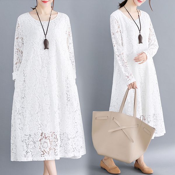 

fat fairy will code suit-dress season fat mm lace dress woman easy cover belly thin will pendulum a word length skirt, Black;brown