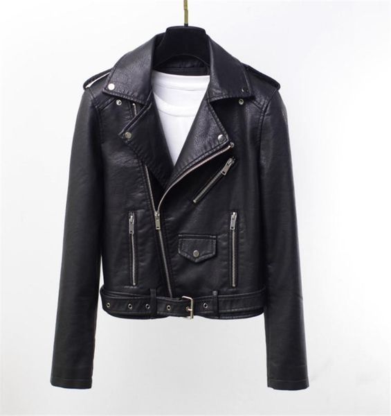 

pu leather jacket coats for japanese and korean fashionable hitch locomotive new spring and autumn style short lapel zipper pu, Black