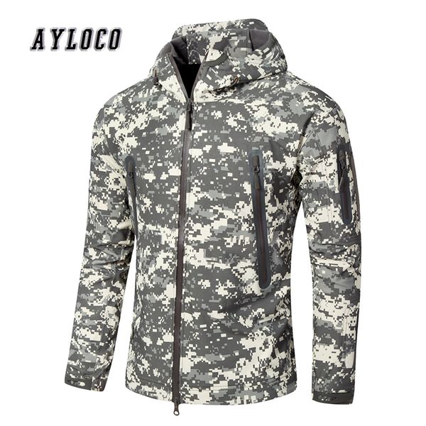 

outdoor sport softshell tad tactical jacket men camouflage hunting clothes coats for camping hiking hooded jacket, Black;brown