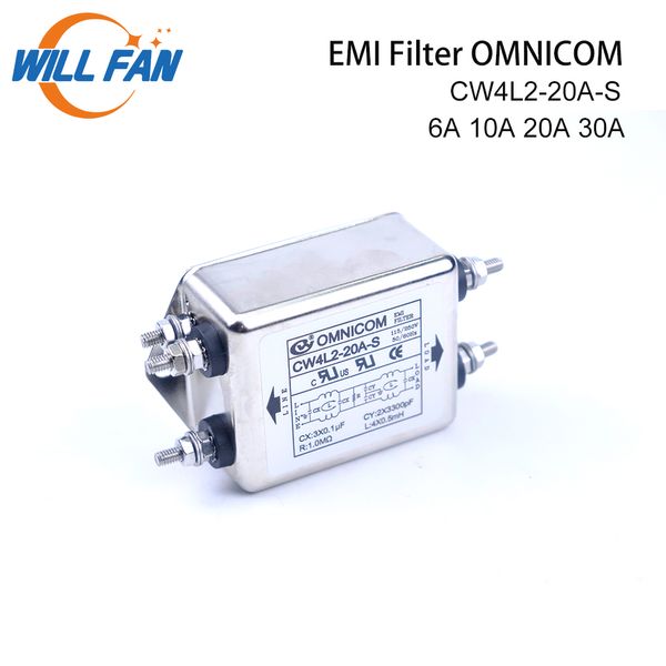 Will Fan OMNICOM Filtro EMI CW4L2-20A-S 6A 10A Monofase AC115/250V 50/60HZ Per Macchina per Incidere di Taglio Laser Co2