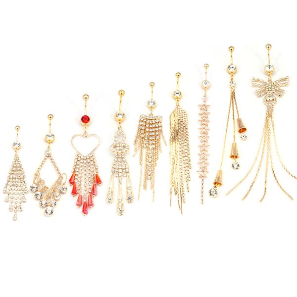 

gold dangle bars belly button rings belly piercing cz crystal flower body jewelry navel piercing rings drop shipping, Slivery;golden