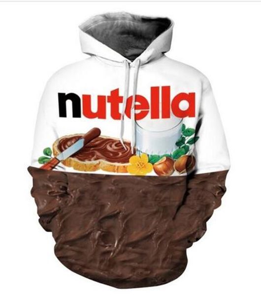 

новая мода толстовки nutella 3d печати мужчины женщины спорт толстовка дизайнер балахон пуловер с длинным рукавом уличной lms044, Black