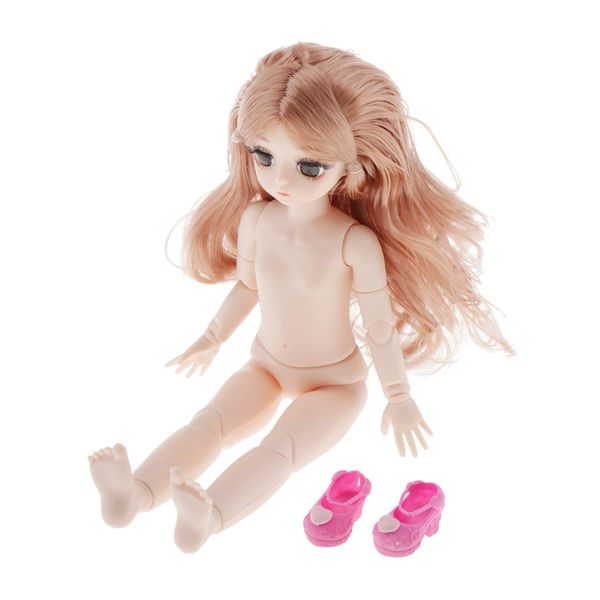 

flexible 21 joints boy/girl doll 28cm height doll girl body figure with head and hair full set for diy jointed dolls accessories