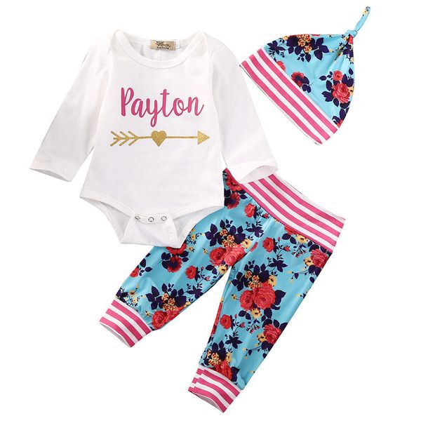 

pudcoco 3шт новорожденных baby дети девушки с длинными рукавами хлопок bodysuit tops + цветочные legginggs брюки + шляпы наряды одежда 0-18m, Pink;blue